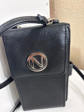 Nautica RFID Crossbody Wallet Phone Purse Black Vegan Leather Tech Bag